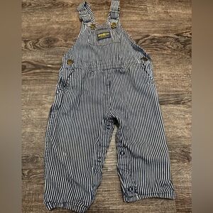 Vintage OshKosh B'gosh Navy and White Striped Overalls 24 mo